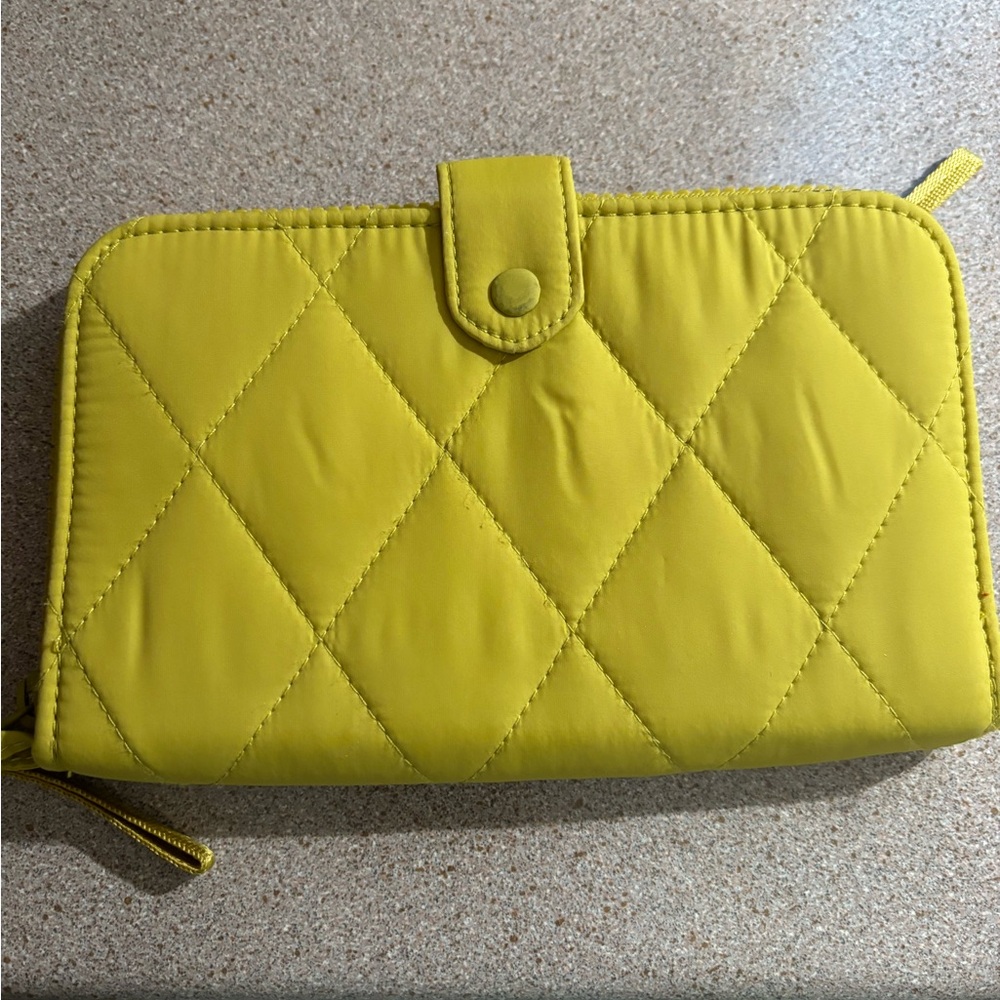 Vera Bradley Quilted Yellow Zip-Around Wallet
